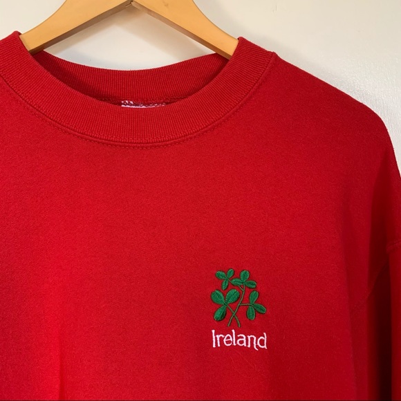Vintage Ireland Sweatshirt Screen Stars Tag Medium Large Red - Picture 5 of 7